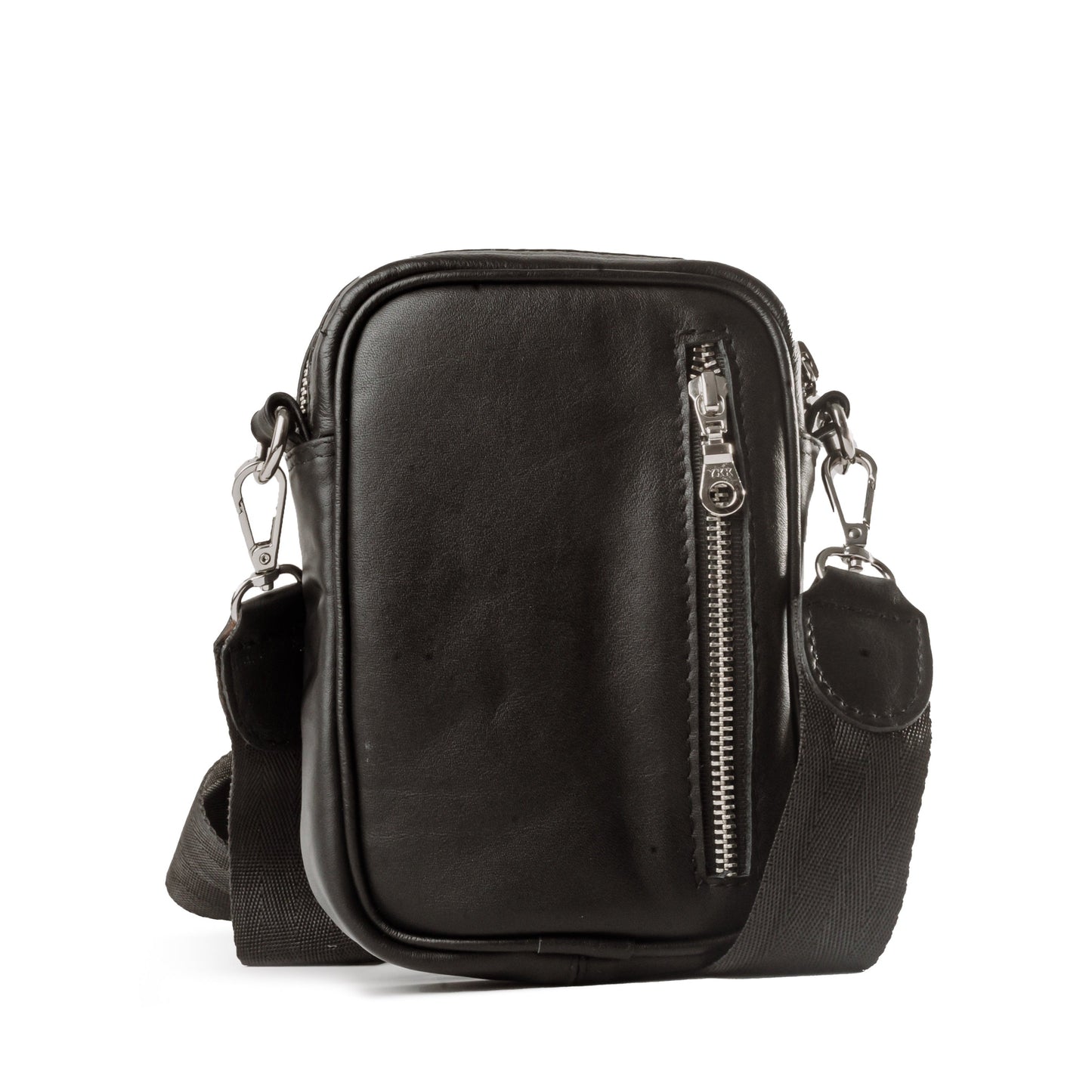 Bandolera Mini Celular Piel Piton Negro Mate