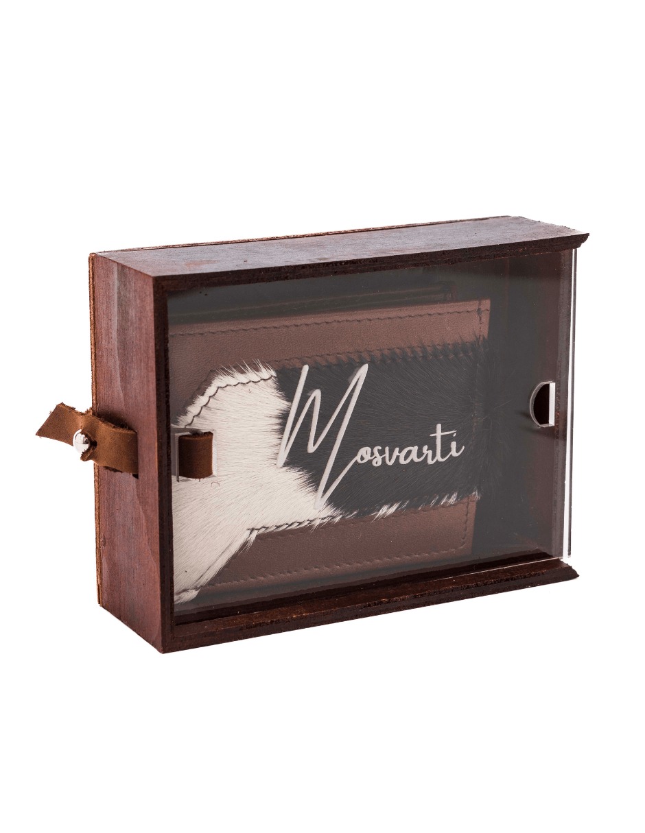 MOSVARTI Billeteras y clips para billetes Cartera caballero Leather exotic Genuine Mod. Safari Pelo Res/Bovino