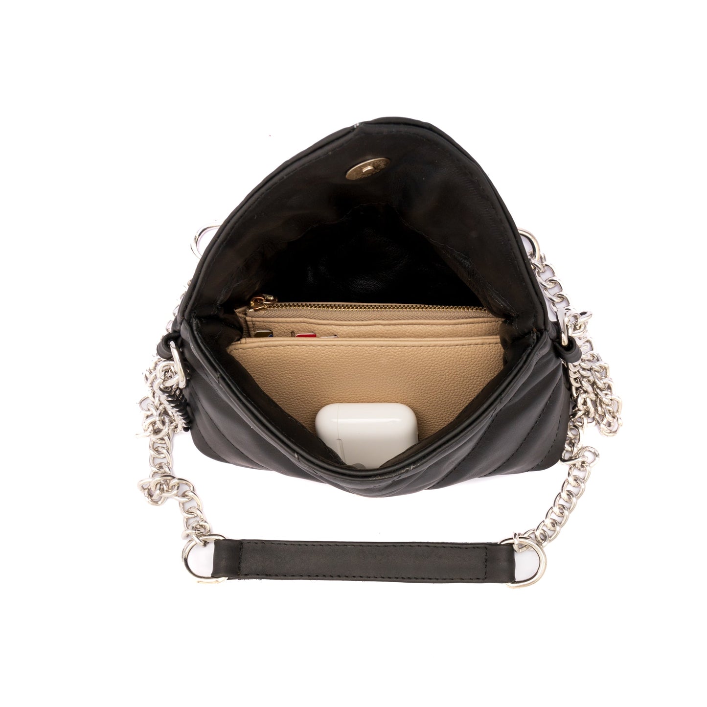 MOSVARTI Bolsos, billeteras y estuches Bolso de hombro cross body Piel genuina acolchado tipo sobre Mod. Italia (Negro)