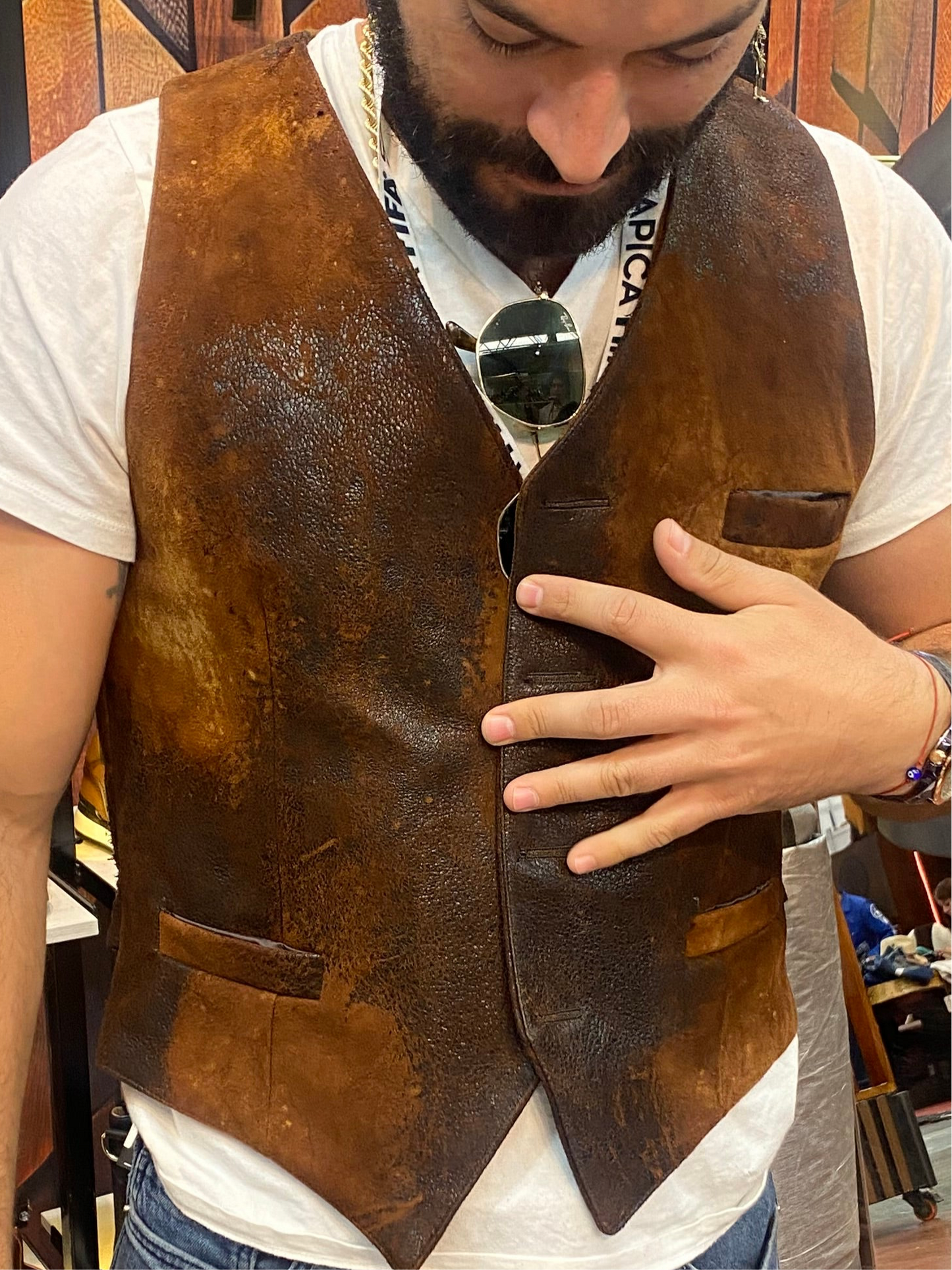 MOSVARTI Chaleco cuero ovino pelibuey