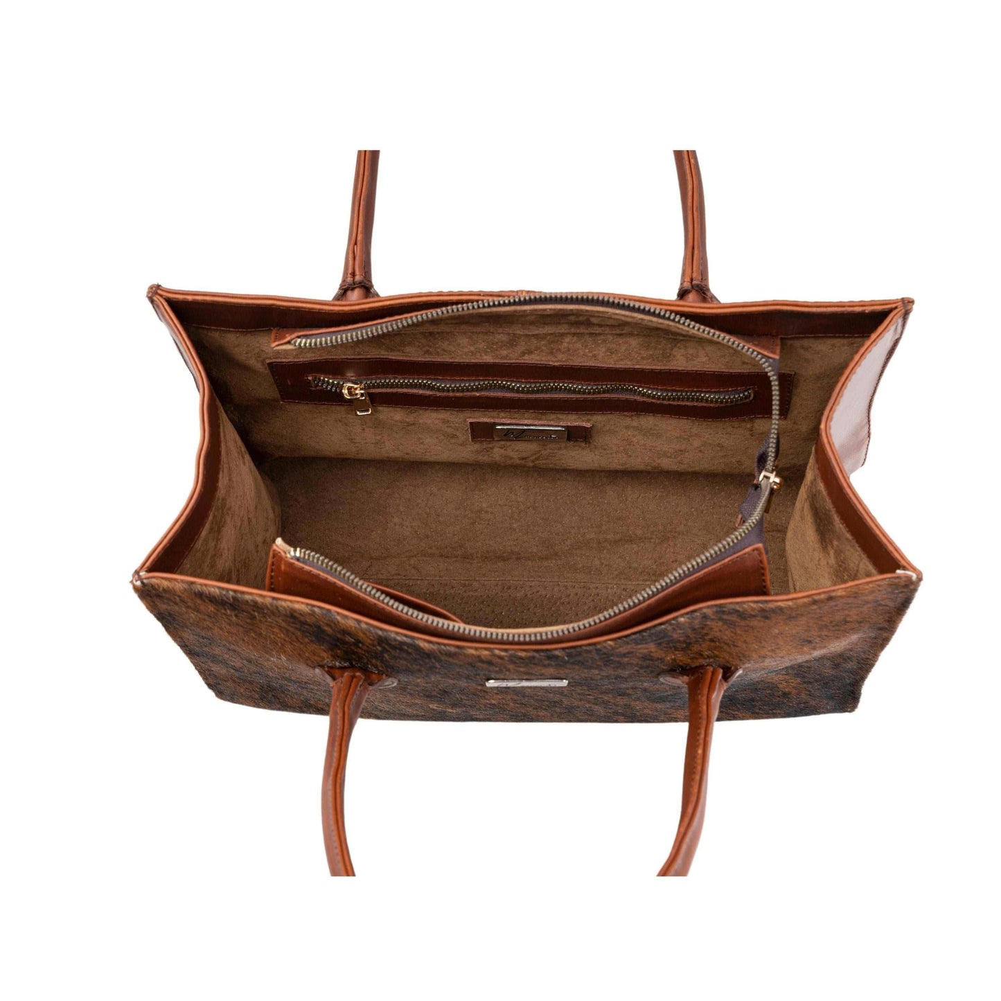 MOSVARTI Bolsa Dama pelo Res vacuno Elegante y Moderna Mod Texas (Café Atigrado)