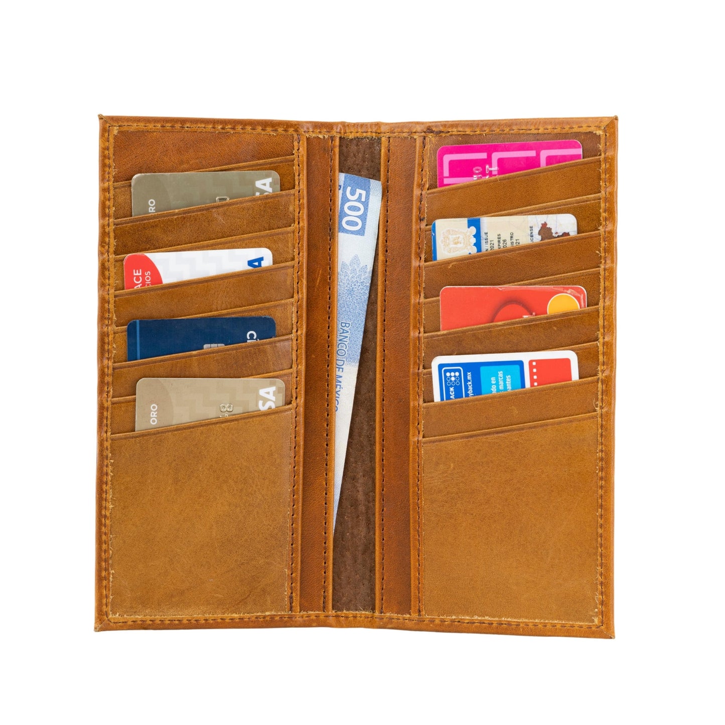 MOSVARTI Cartera Larga estilo Empresarial Mod. Monaco (Pull up Miel)