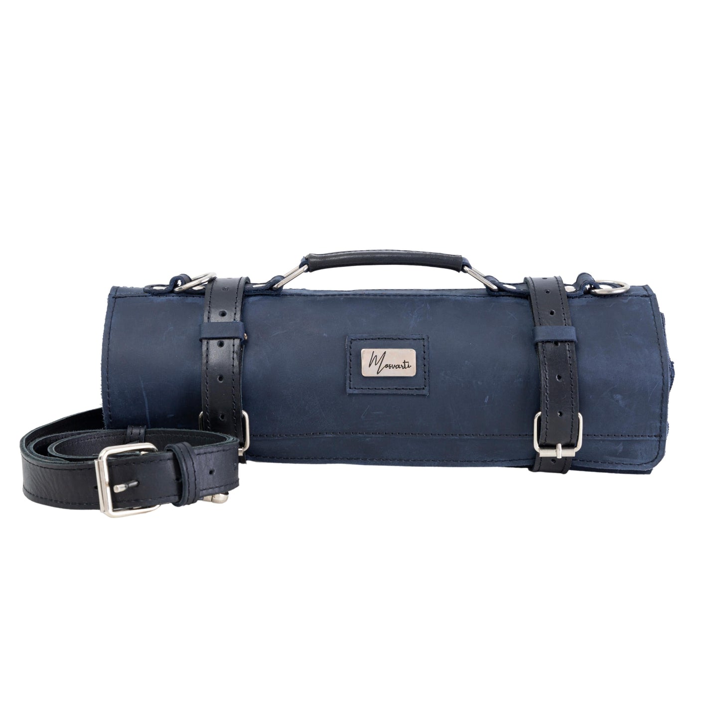 MOSVARTI Cuchillera Cuero 100% Porta Cuchillos Profesional (crazy azul/negro)