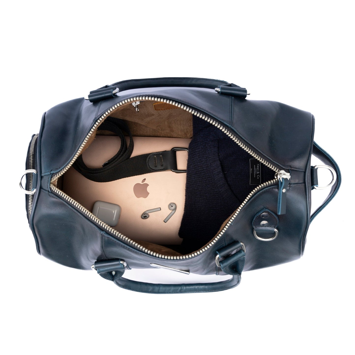 MOSVARTI Maletas Maleta Piel Genuina con Gps mod. New York Jr. Duffle (Crazy Pull azul)