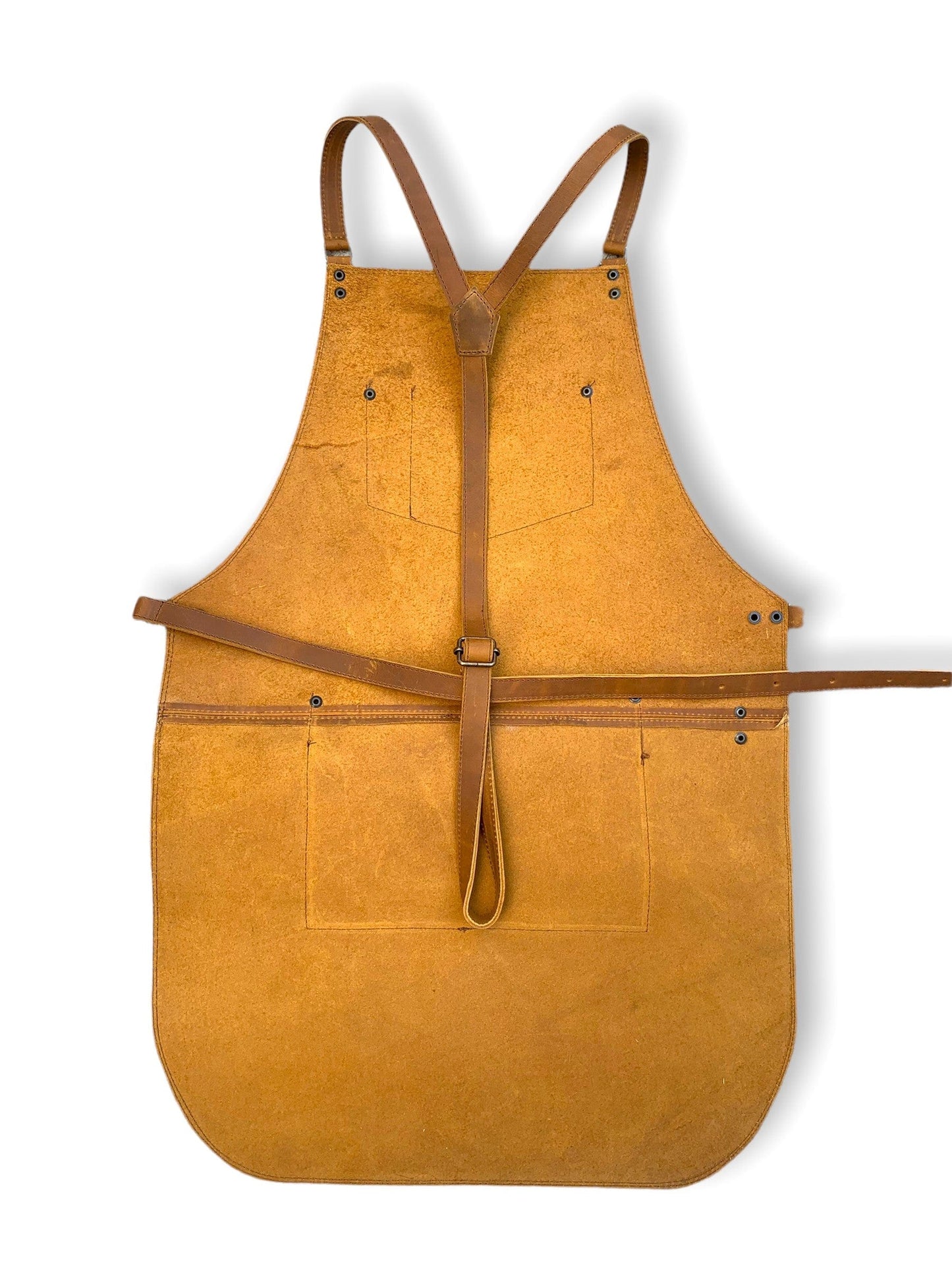 MOSVARTI Mandil Piel 100% Genuina Mandil Parrillero Cuero Genuino (Crazy Miel)