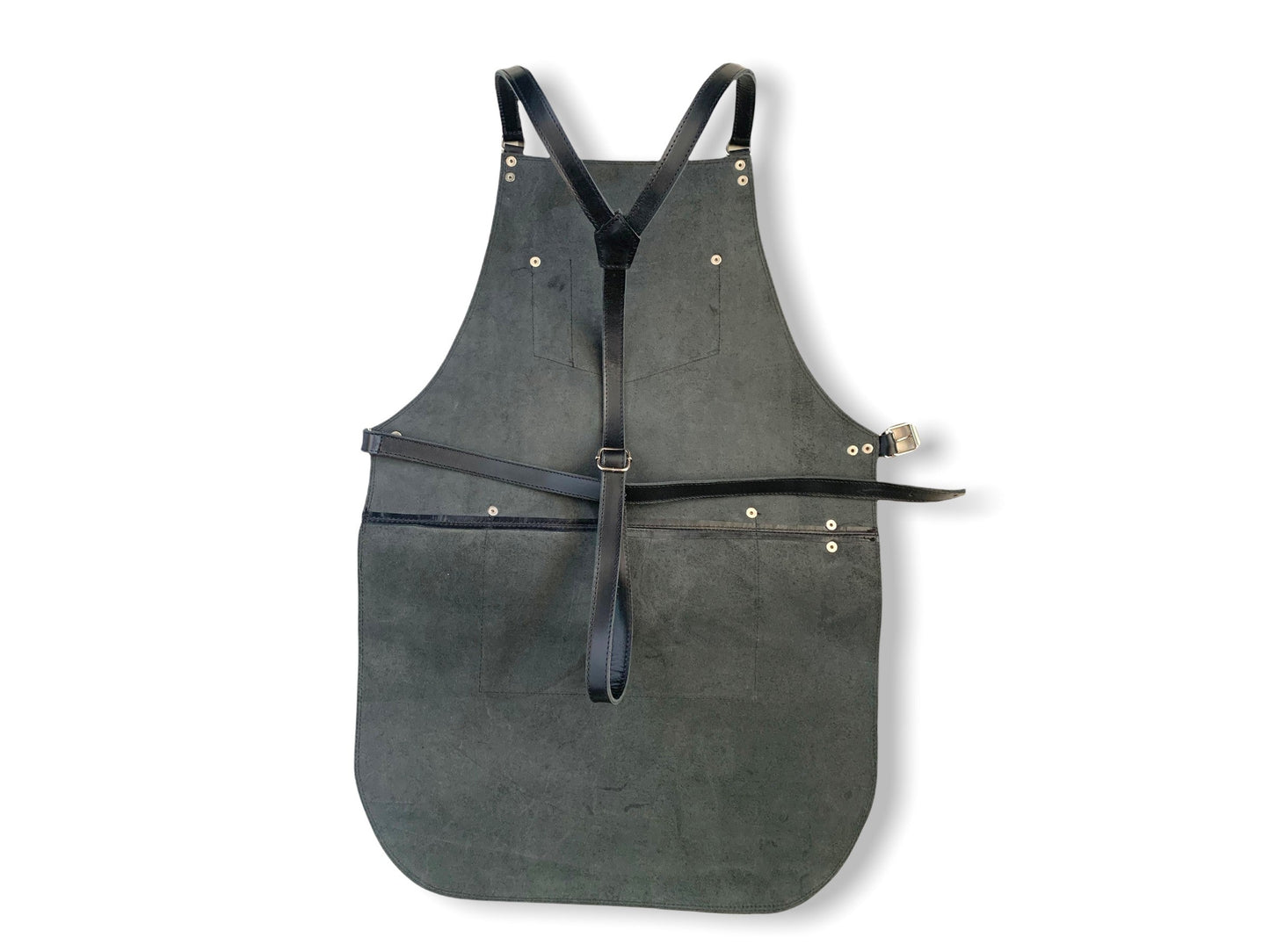 MOSVARTI Mandil Piel 100% Genuina Mandil Parrillero Cuero Genuino (NEGRO)