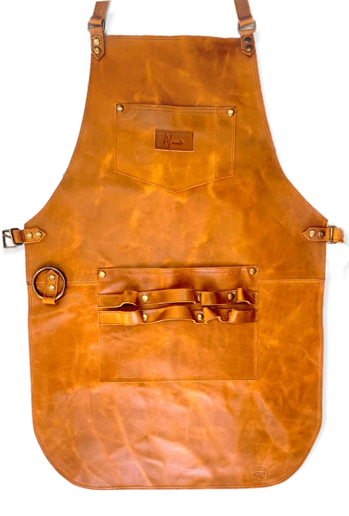 Mosvarti Mandil Piel 100% Genuina Mandil Parrillero Cuero Genuino (Pull up crazy Miel)