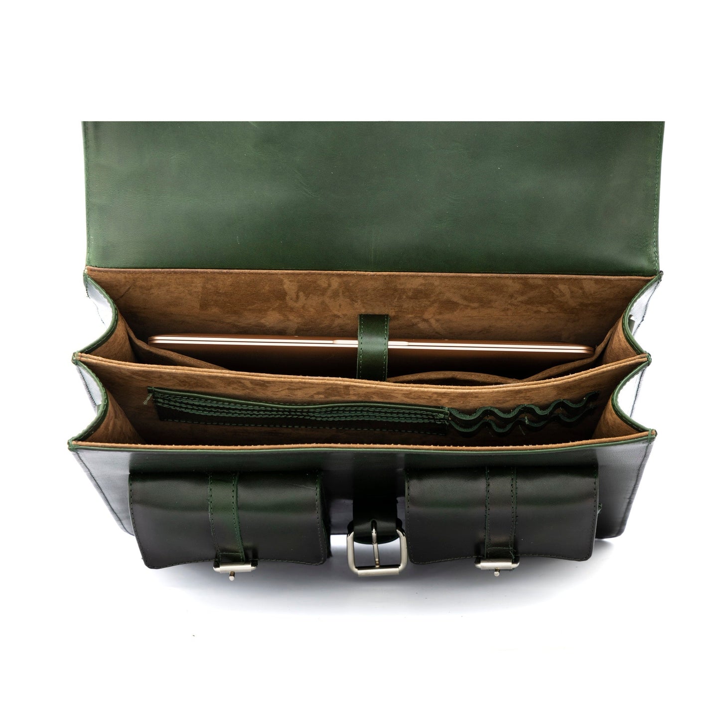 MOSVARTI Portafolio 100% CUERO Mod. Messenger ( Pull Verde)