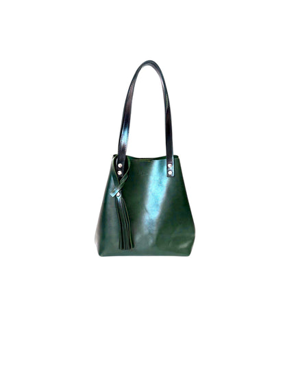 Bolso Tote Cuero Praga Plus+ Pull Verde Doble Vista + 💄Cosmetiquera 👝 Gratis!!