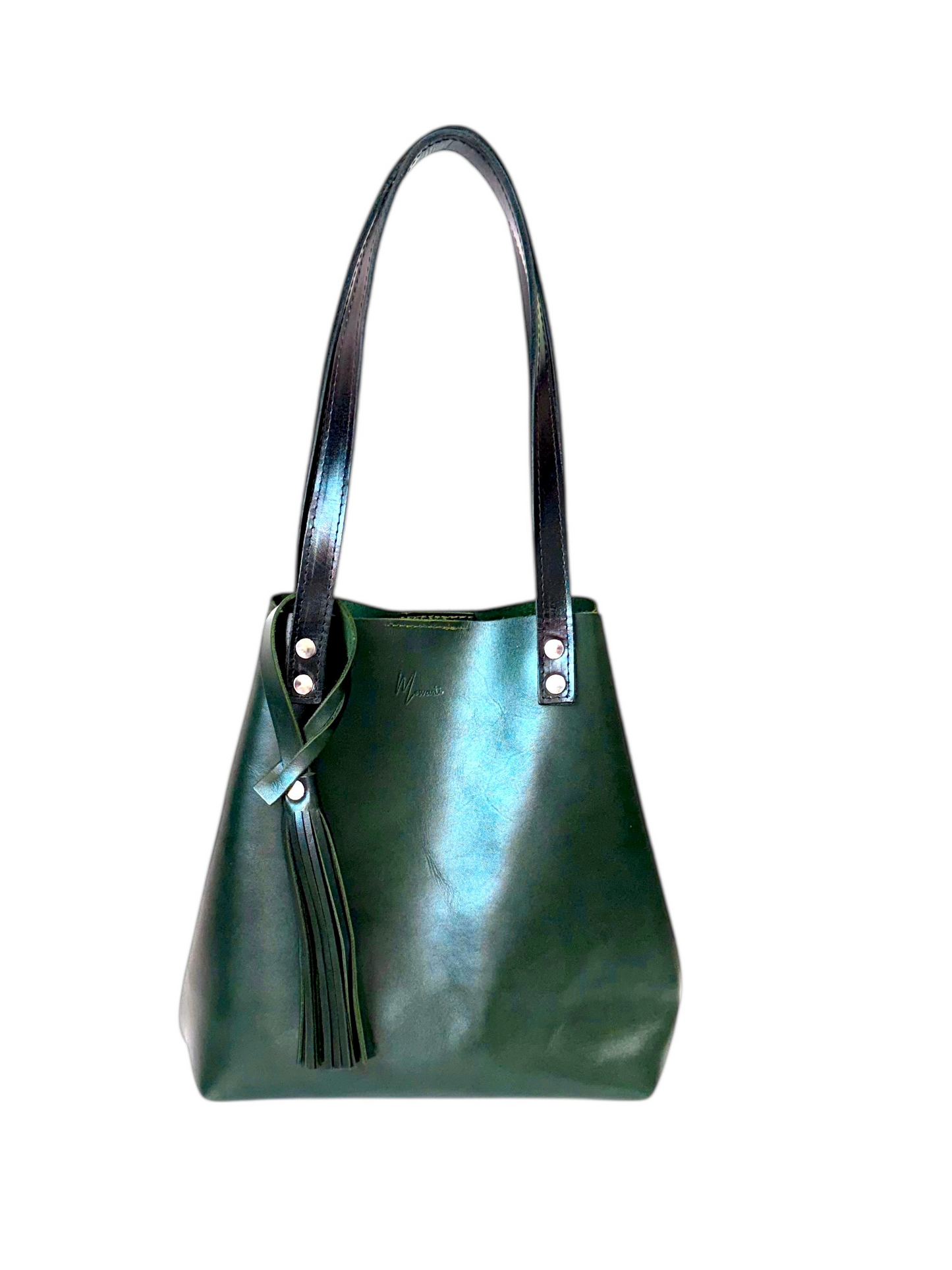 Bolso Tote Cuero Praga Plus+ Pull Verde Doble Vista + 💄Cosmetiquera 👝 Gratis!!