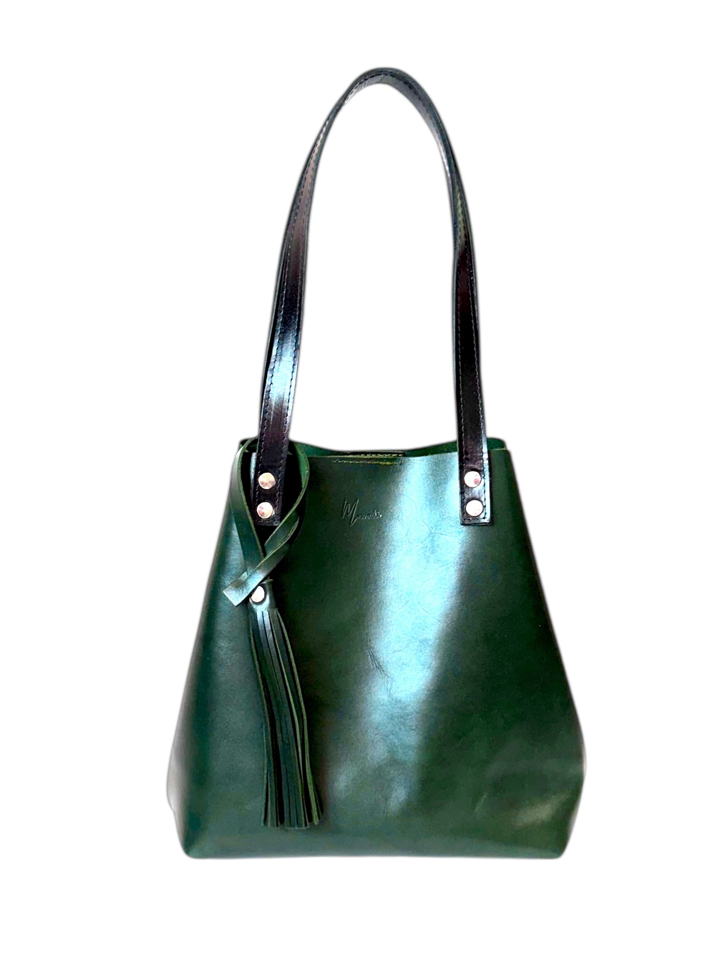 Bolso Tote Cuero Praga Plus+ Pull Verde Doble Vista + 💄Cosmetiquera 👝 Gratis!!