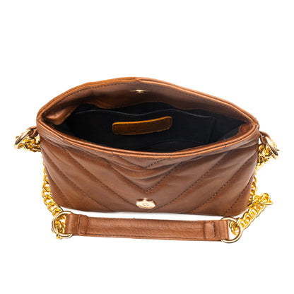 Bolso de hombro cross body Piel genuina acolchado tipo sobre Mod. Italia (Miel)