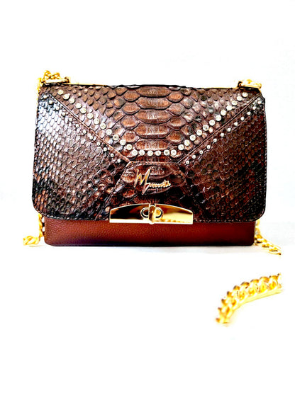 Bolso mod Alemania  pitón café lustrado
