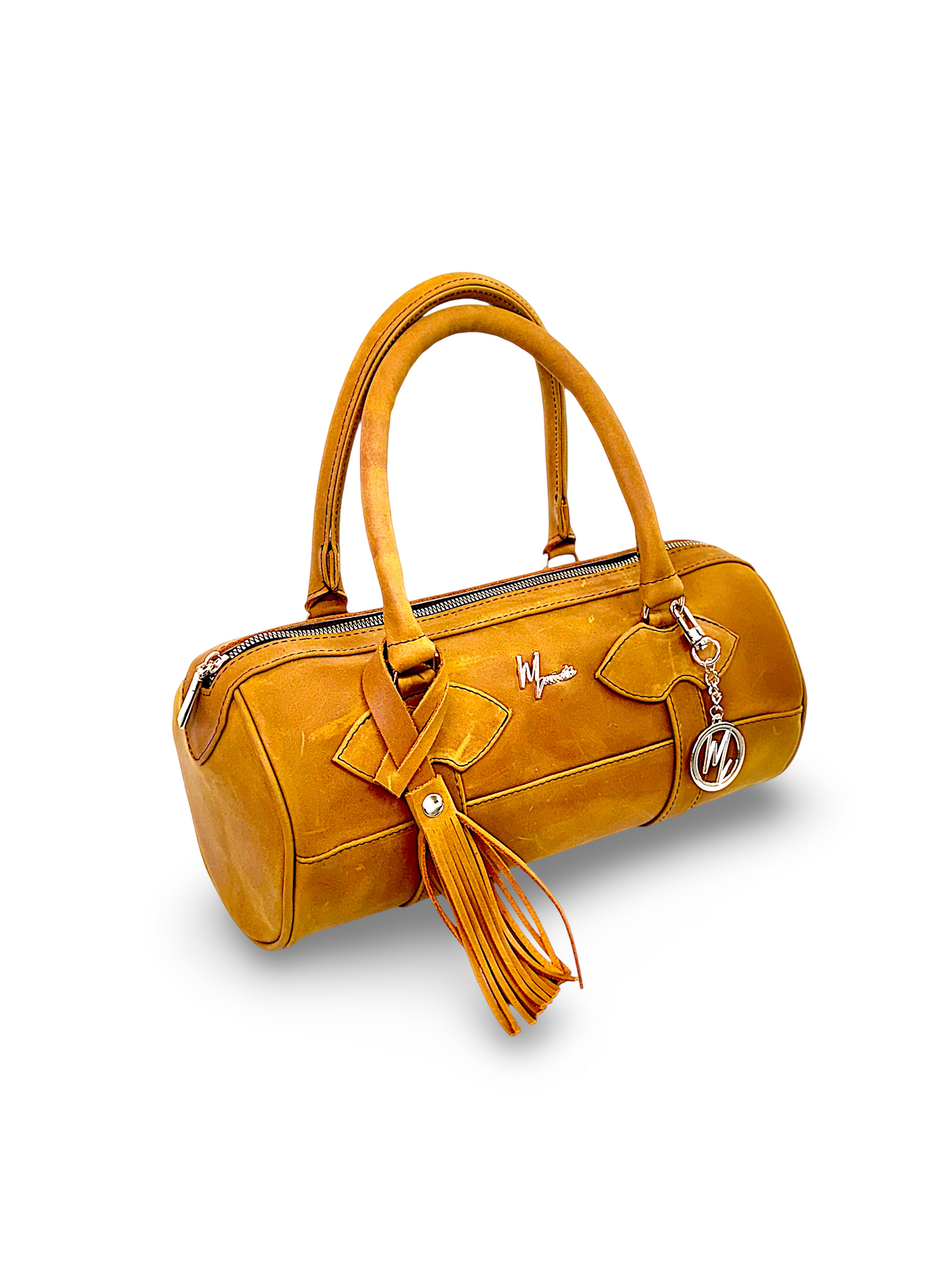 Bolso Dama Cilíndrico 100% Piel Mod duffle Praga  *Crazy Miel*