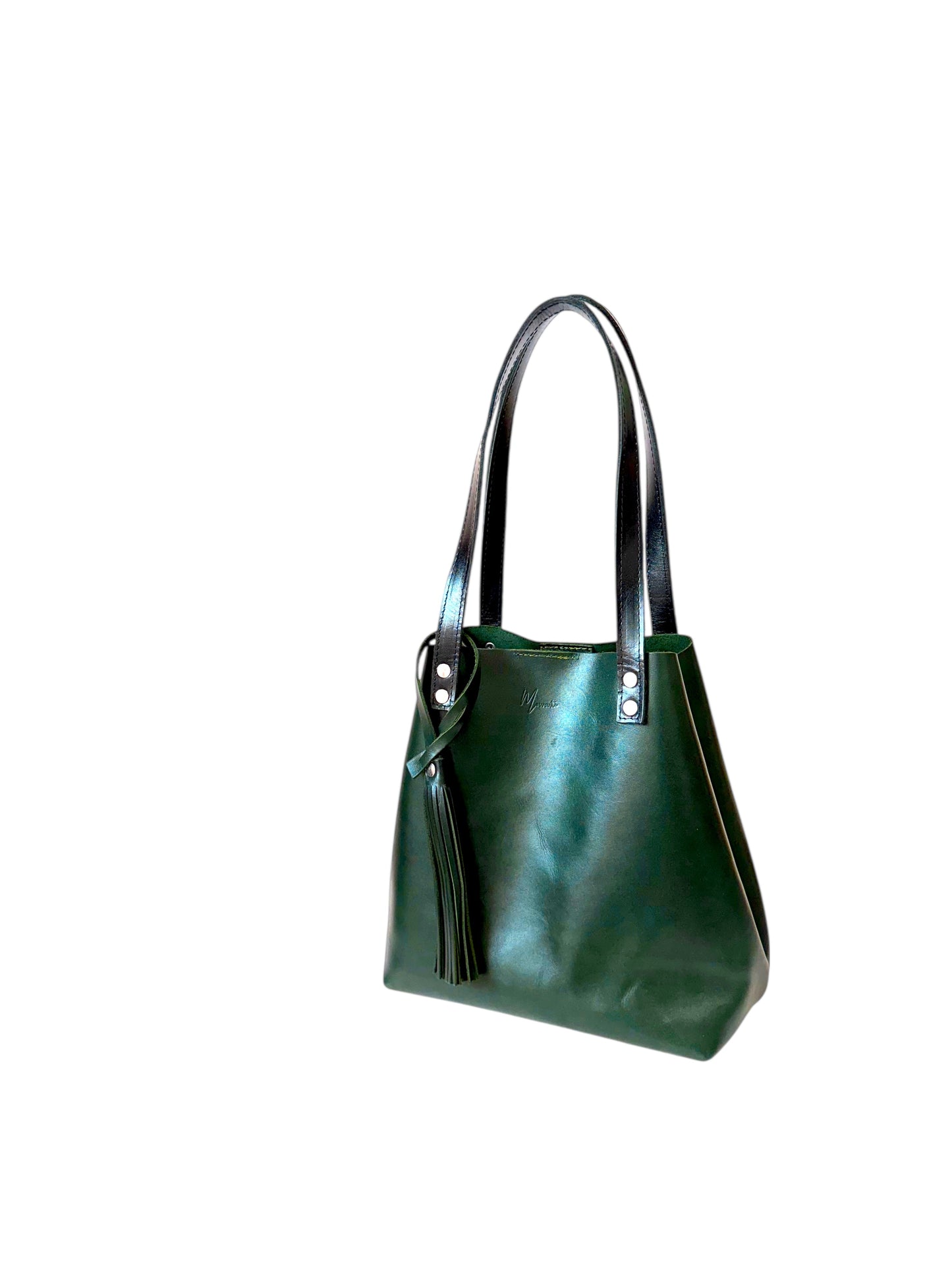 Bolso Tote Cuero Praga Plus+ Pull Verde Doble Vista + 💄Cosmetiquera 👝 Gratis!!