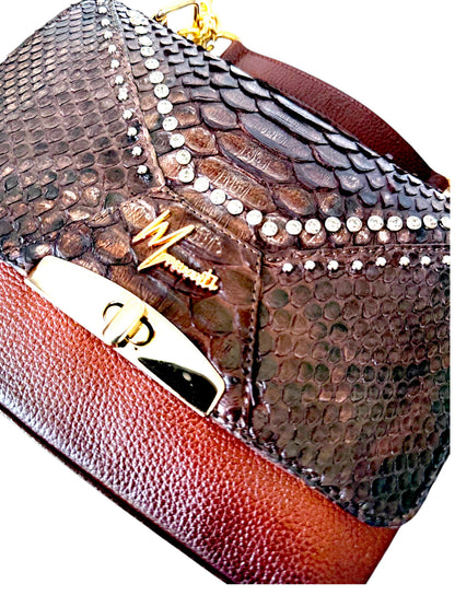 Bolso mod Alemania  pitón café lustrado