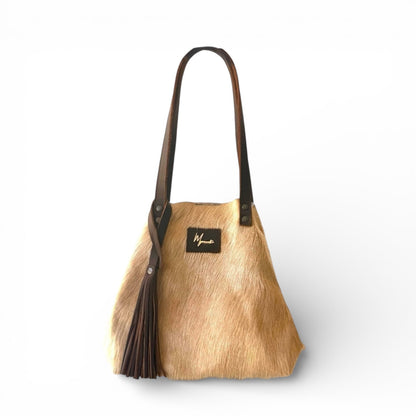 Tote Cuero Praga Plus Pelo Res Camel!!