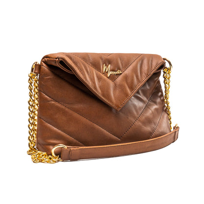 Bolso de hombro cross body Piel genuina acolchado tipo sobre Mod. Italia (Miel)