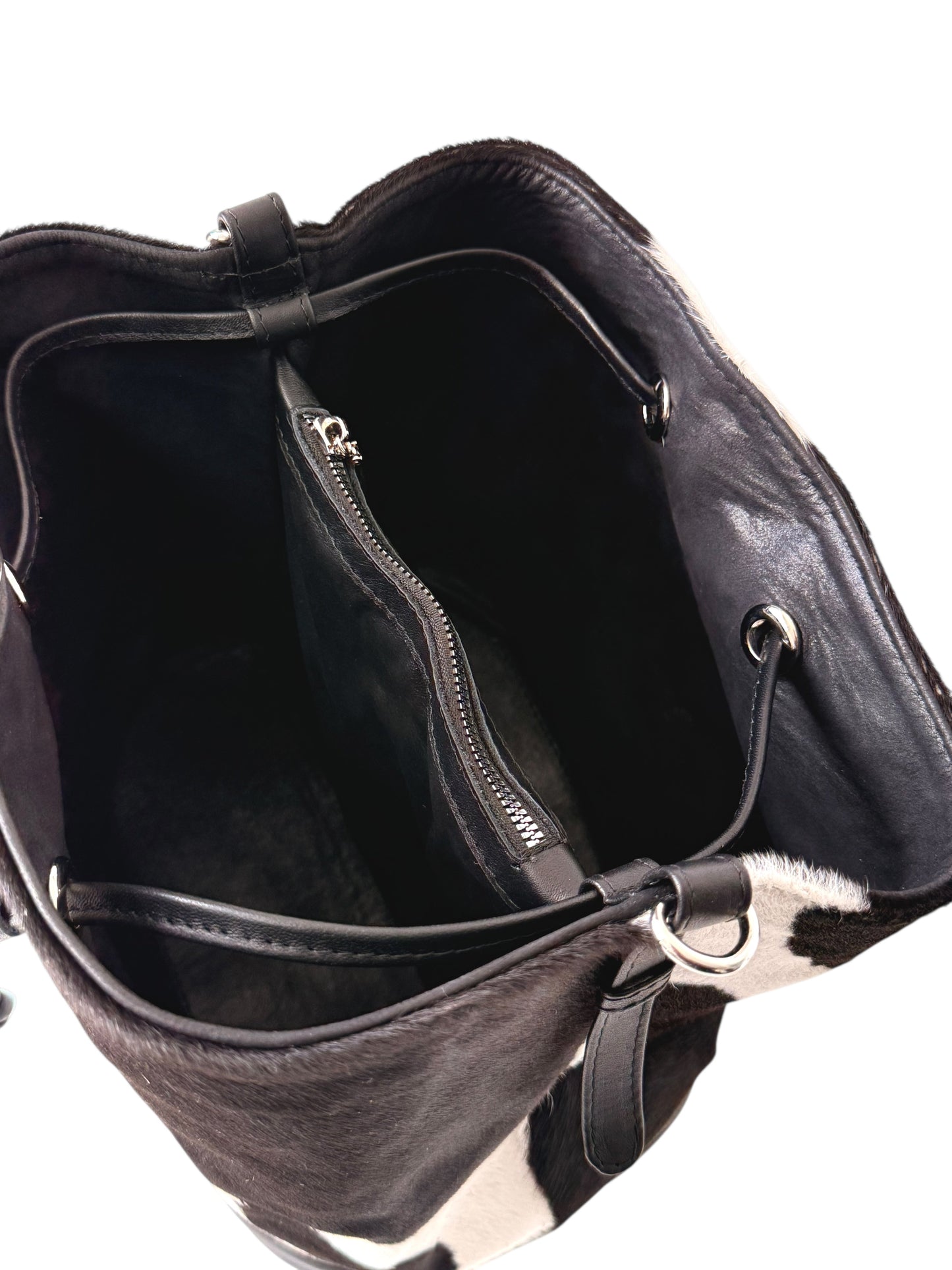 Bolso Dama Irlanda Pelo Negro/Blanco Cuero Bovino Premium
