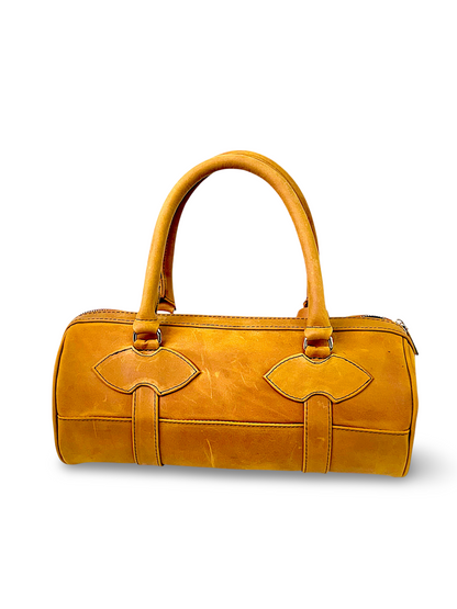 Bolso Dama Cilíndrico 100% Piel Mod duffle Praga  *Crazy Miel*
