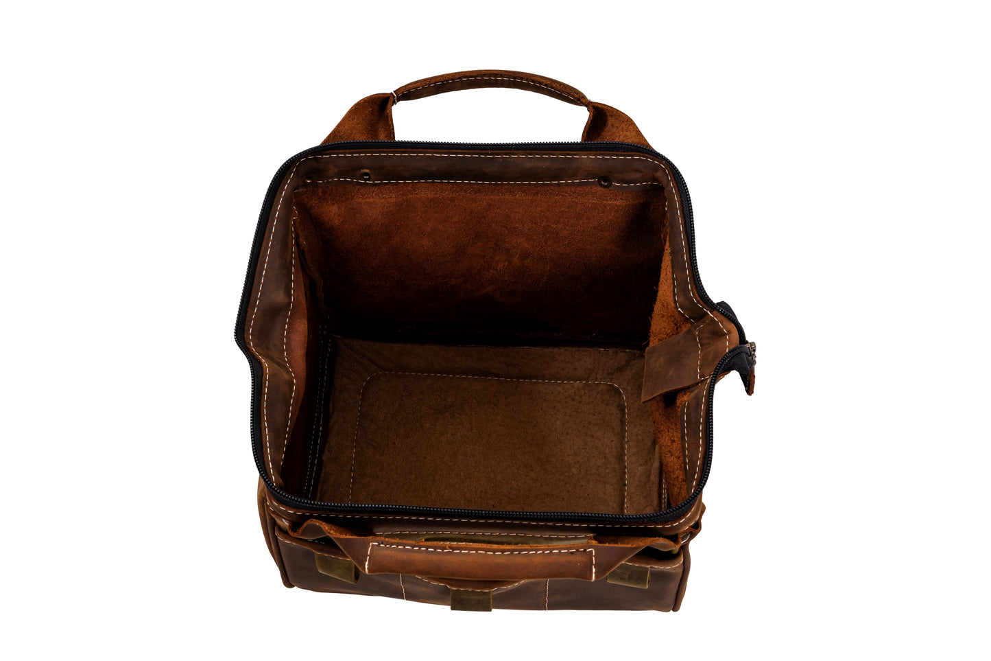 BOLSA BOX HERRAMIENTERA CUERO GENUINO  (CRAZY CAFÉ/VERDE MUSGO)
