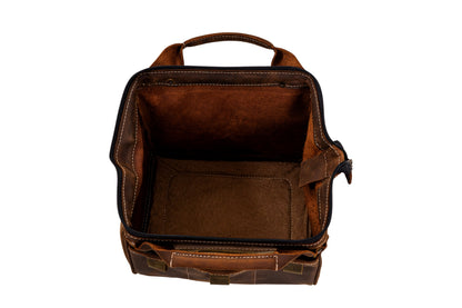 BOLSA BOX HERRAMIENTERA CUERO GENUINO  (CRAZY CAFÉ/VERDE MUSGO)