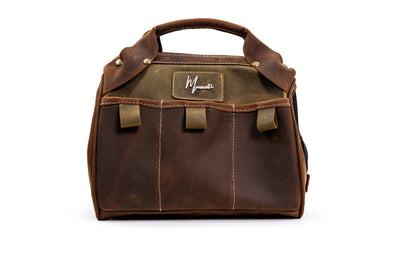 BOLSA BOX HERRAMIENTERA CUERO GENUINO  (CRAZY CAFÉ/VERDE MUSGO)