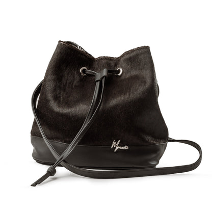 Bolso Dama Irlanda Pelo Res Negro y Cuero Bovino Premium