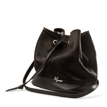 Bolso Dama Irlanda Pelo Res Negro y Cuero Bovino Premium