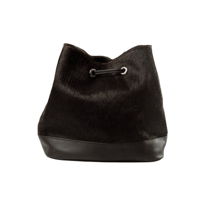 Bolso Dama Irlanda Pelo Res Negro y Cuero Bovino Premium