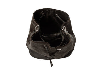 Bolso Dama Irlanda Pelo Res Negro y Cuero Bovino Premium