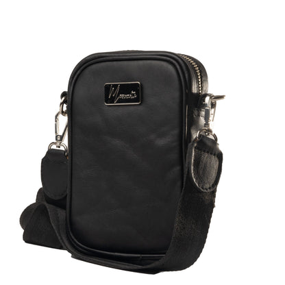 Bandolera Mini Celular Piel Negro