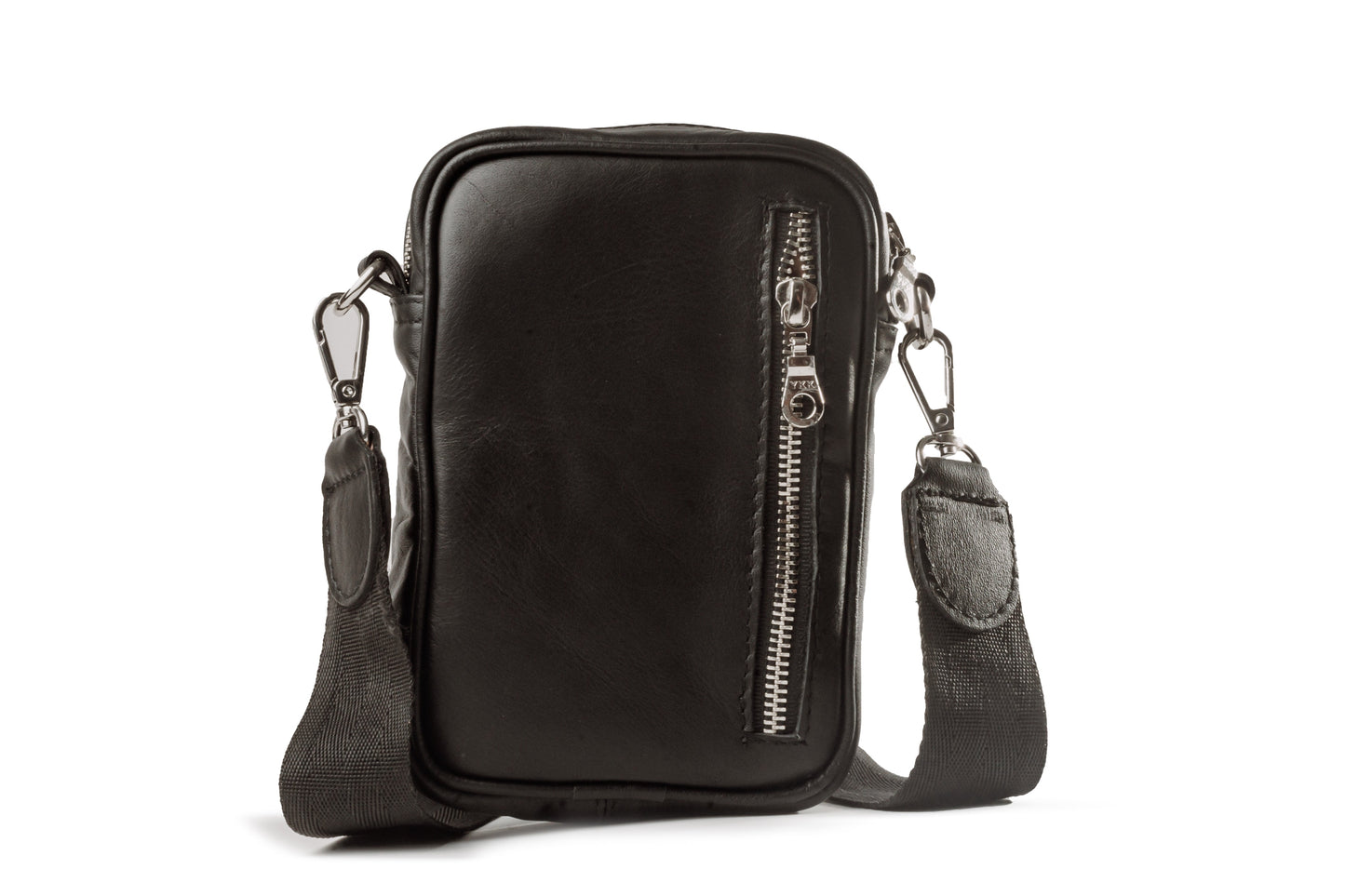 Bandolera Mini Celular Piel Mantarraya Negra Unisex