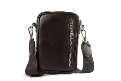 Bandolera Mini Celular Piel Mantarraya Negra Unisex