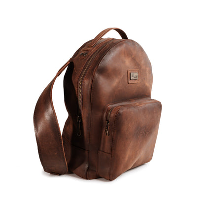 Back pack Mochila Urbana Clásica Cuero Crazy Café