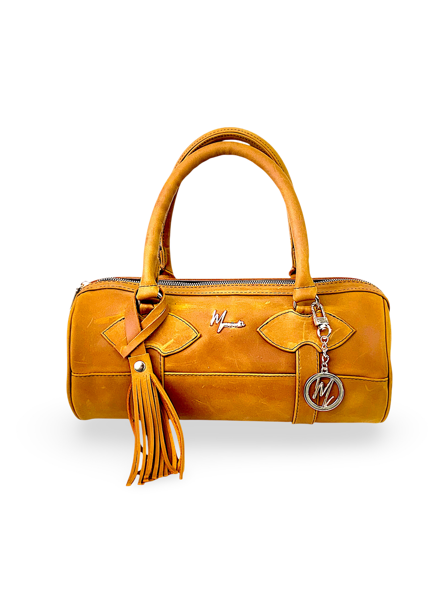 Bolso Dama Cilíndrico 100% Piel Mod duffle Praga  *Crazy Miel*