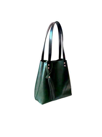 Bolso Tote Cuero Praga plus + *Pull Verde*+ cosmetiquera Gratis