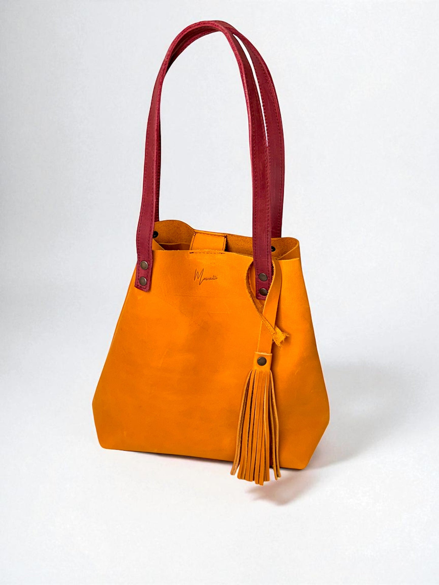 Bolso Tote Cuero Praga Plus+ Crazy miel  Doble Vista  + 💄Cosmetiquera 👝 Gratis!!