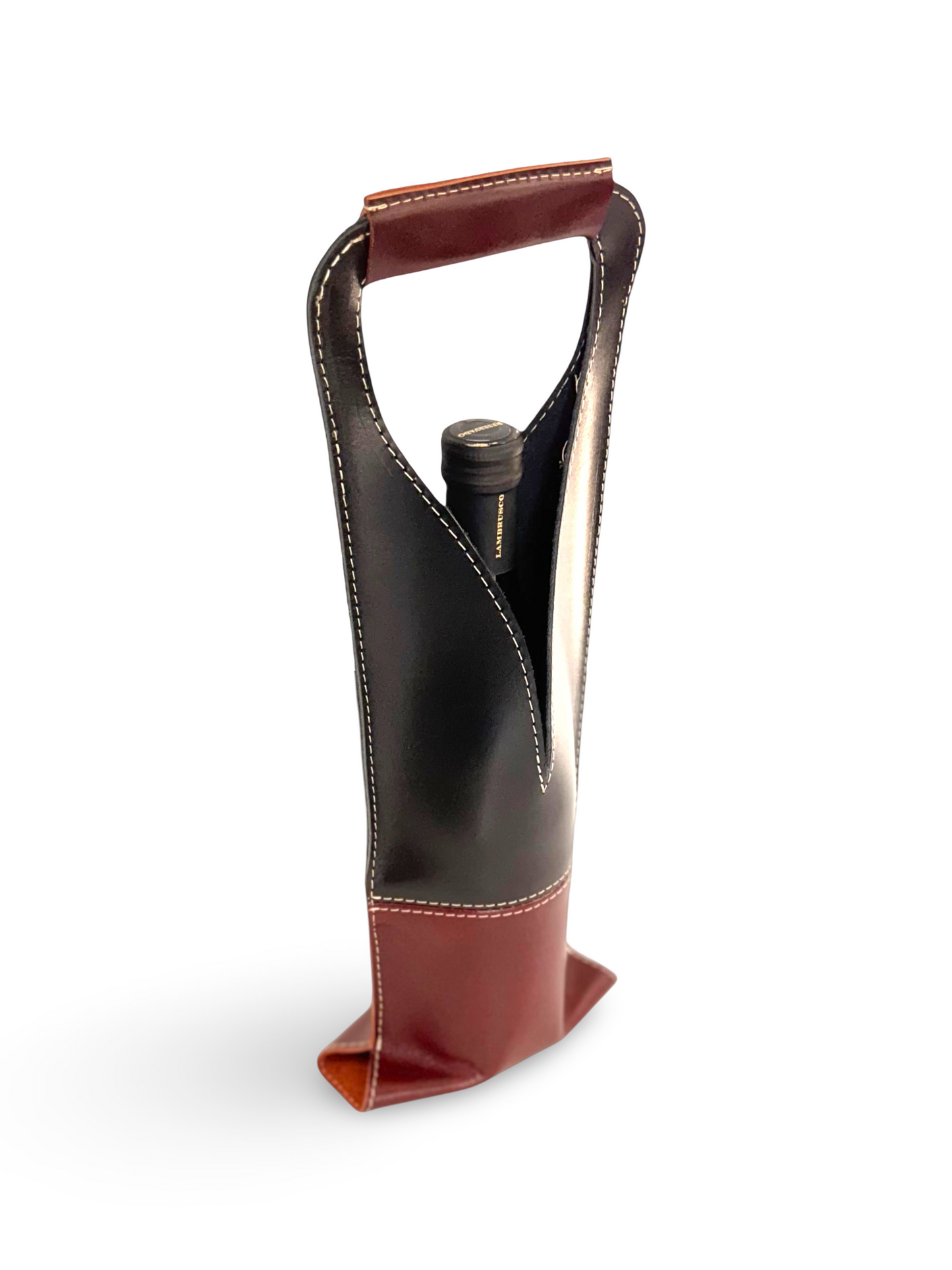 Bolsa de vino de cuero Multi color Mod. (Merlot) Pull Negro/Pull Shedron