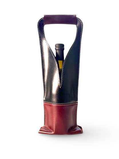 Bolsa de vino de cuero Multi color Mod. (Merlot) Pull Negro/Pull Shedron