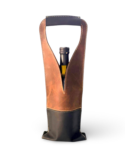 Bolsa de vino de cuero Multi color Mod. (Merlot) Crazy Café /C Negro