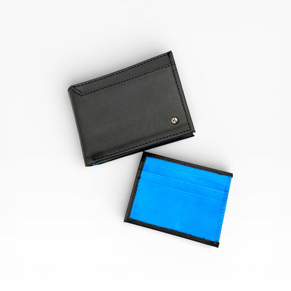 Cartera caballero con tarjetero Desmontable Mod. ROMA *Negro/Azul*