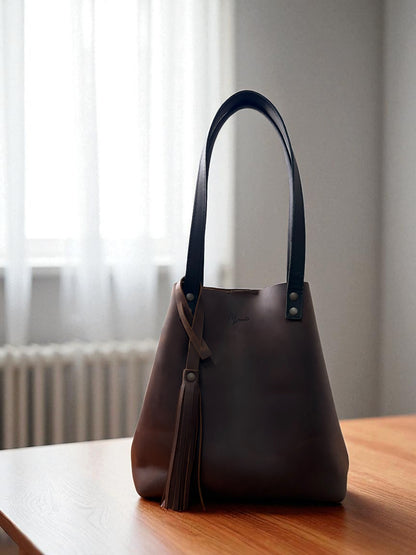 Tote Cuero Praga Plus+ Crazy Café Doble Vista + 💄Cosmetiquera 👝 Gratis!!