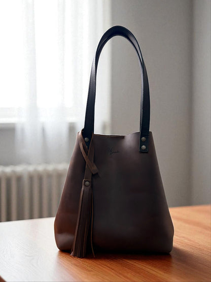 Tote Cuero Praga Plus+ Crazy Café Doble Vista + 💄Cosmetiquera 👝 Gratis!!