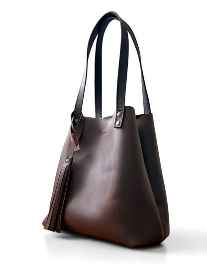 Tote Cuero Praga Plus+ Crazy Café Doble Vista + 💄Cosmetiquera 👝 Gratis!!