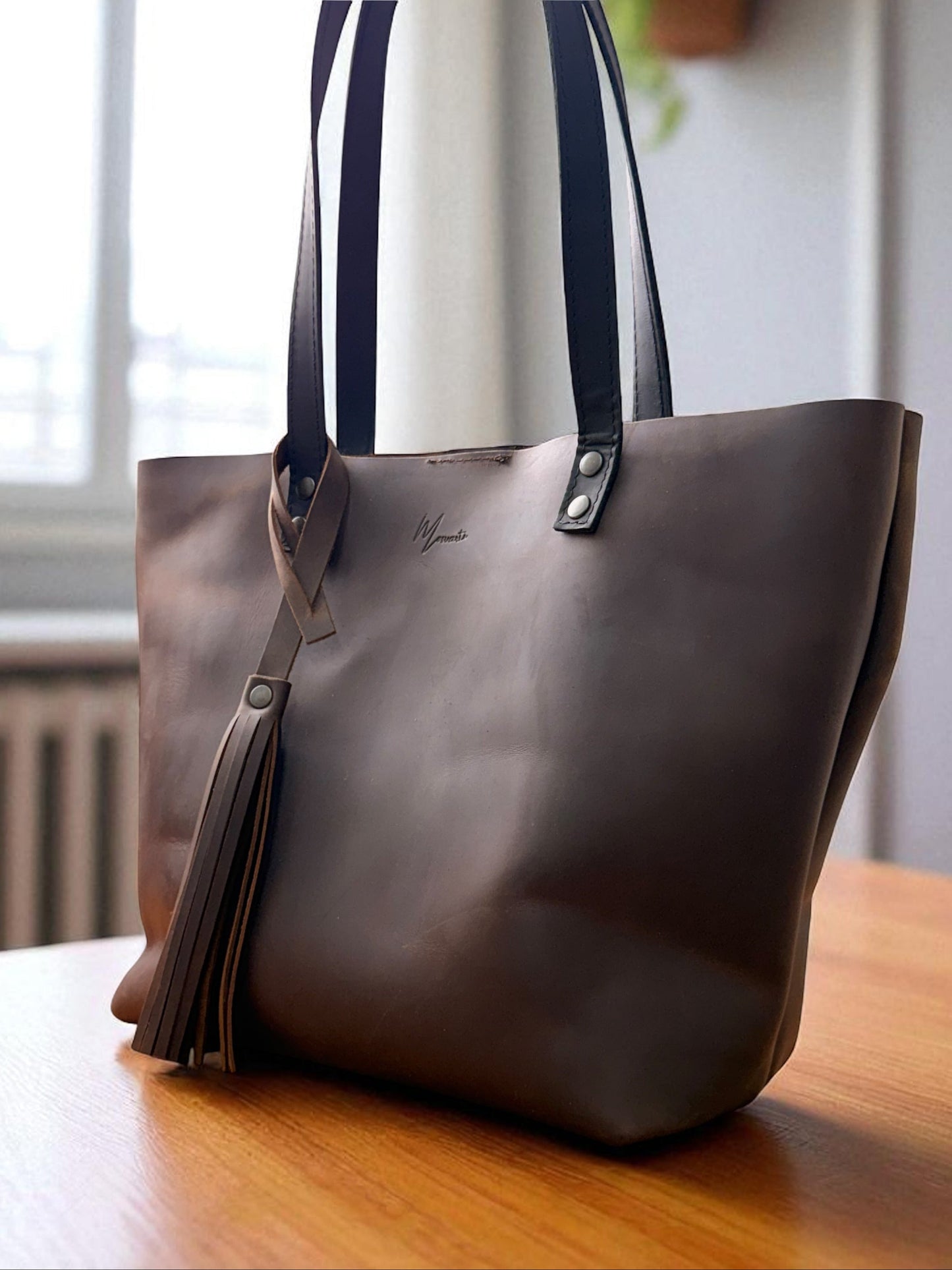 Tote Cuero Praga Plus+ Crazy Café Doble Vista + 💄Cosmetiquera 👝 Gratis!!