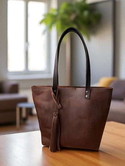 Tote Cuero Praga Plus+ Crazy Café Doble Vista + 💄Cosmetiquera 👝 Gratis!!