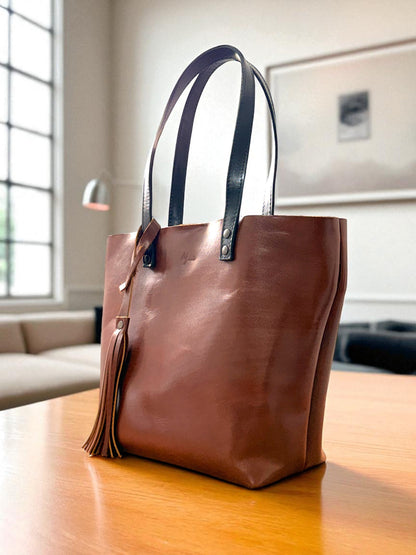 Bolso Tote Cuero Praga Plus+ Pull Roble Doble Vista + 💄Cosmetiquera 👝 Gratis!!