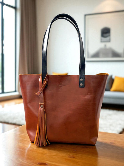 Bolso Tote Cuero Praga Plus+ Pull Roble Doble Vista + 💄Cosmetiquera 👝 Gratis!!