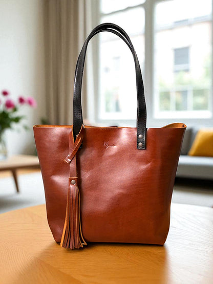 Bolso Tote Cuero Praga Plus+ Pull Roble Doble Vista + 💄Cosmetiquera 👝 Gratis!!